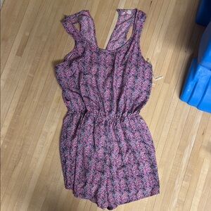 Pink Blue Patterned Romper